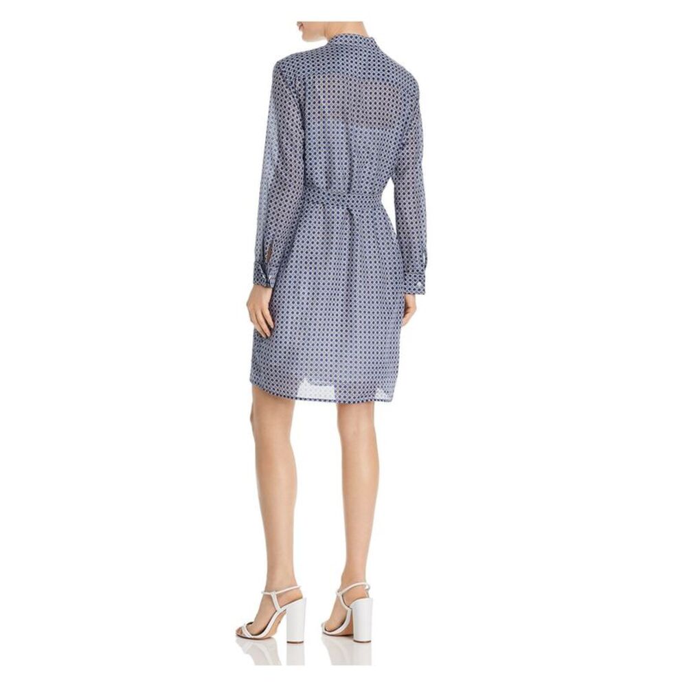 NWT EQUIPMENT FEMME Womens Blue Long Sleeve Above The Knee Shirt Dress XS - Picture 2 of 3